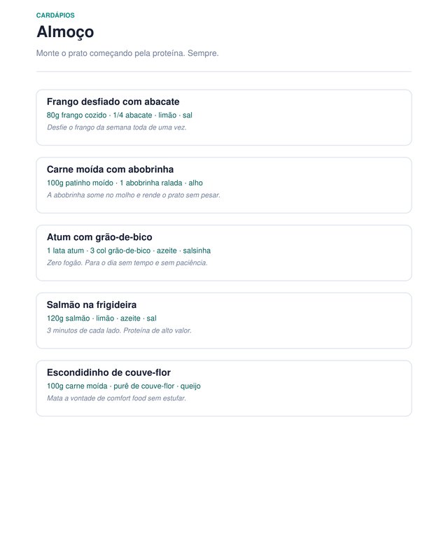 Cardápios de almoço